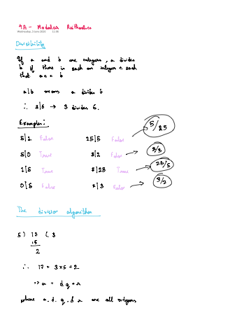 First page of Modular Arithmetic 1 notes